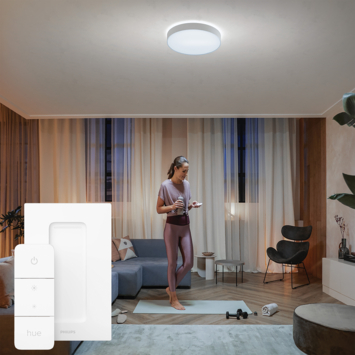 Philips Hue plafondlamp Enrave wit - warm tot koelwit licht 48W - Ø 55 cm - met 1 dimmer switch