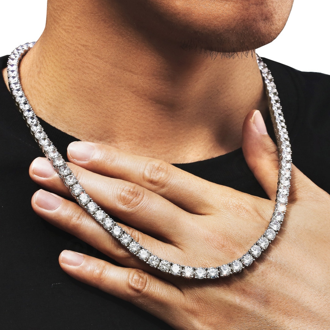 6mm Tenniscollier Weiss vergoldet mit Zirkonia