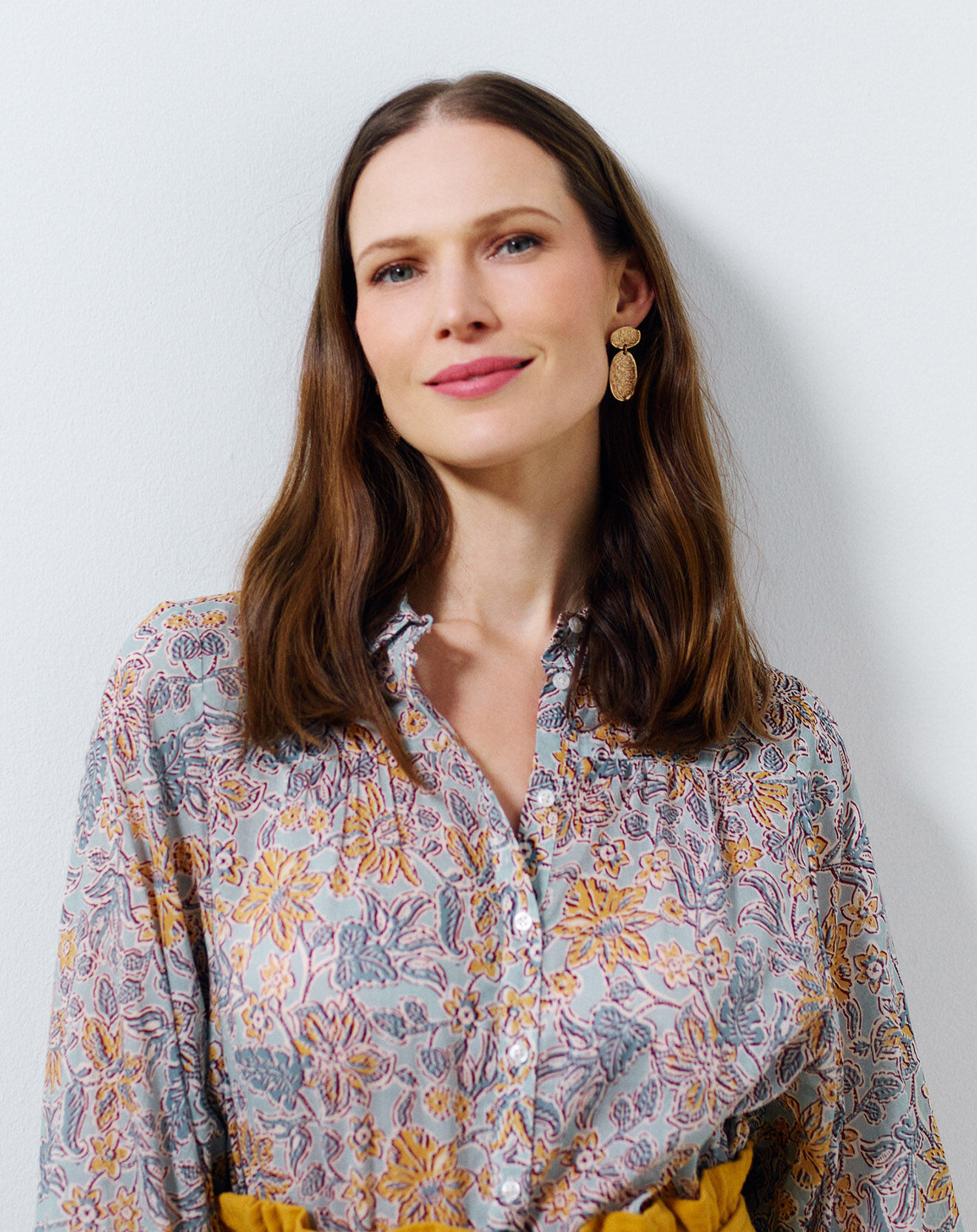 Caroll Chemise en Voile de Coton Céleste imprimée céladon