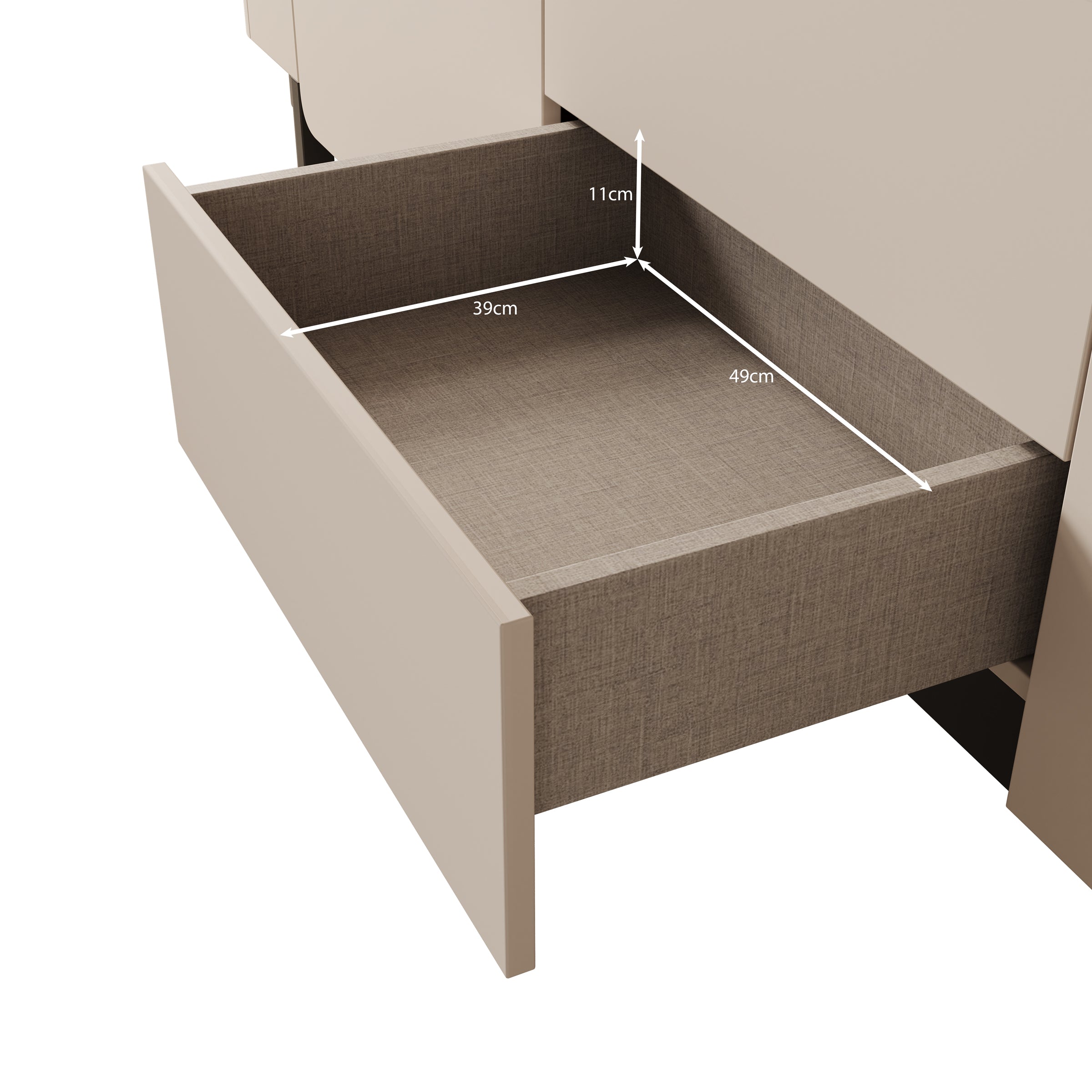 Vexon - Dressoir met lades - Beige/Zwart - 205x45x78 cm