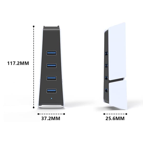 4-ports USB-hub for Sony PS5 Slim Expansion Hub-laderadapter