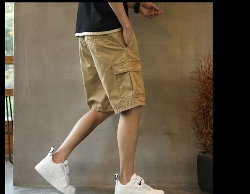 DuckleBeam - Mid Rise Plain Cargo Shorts