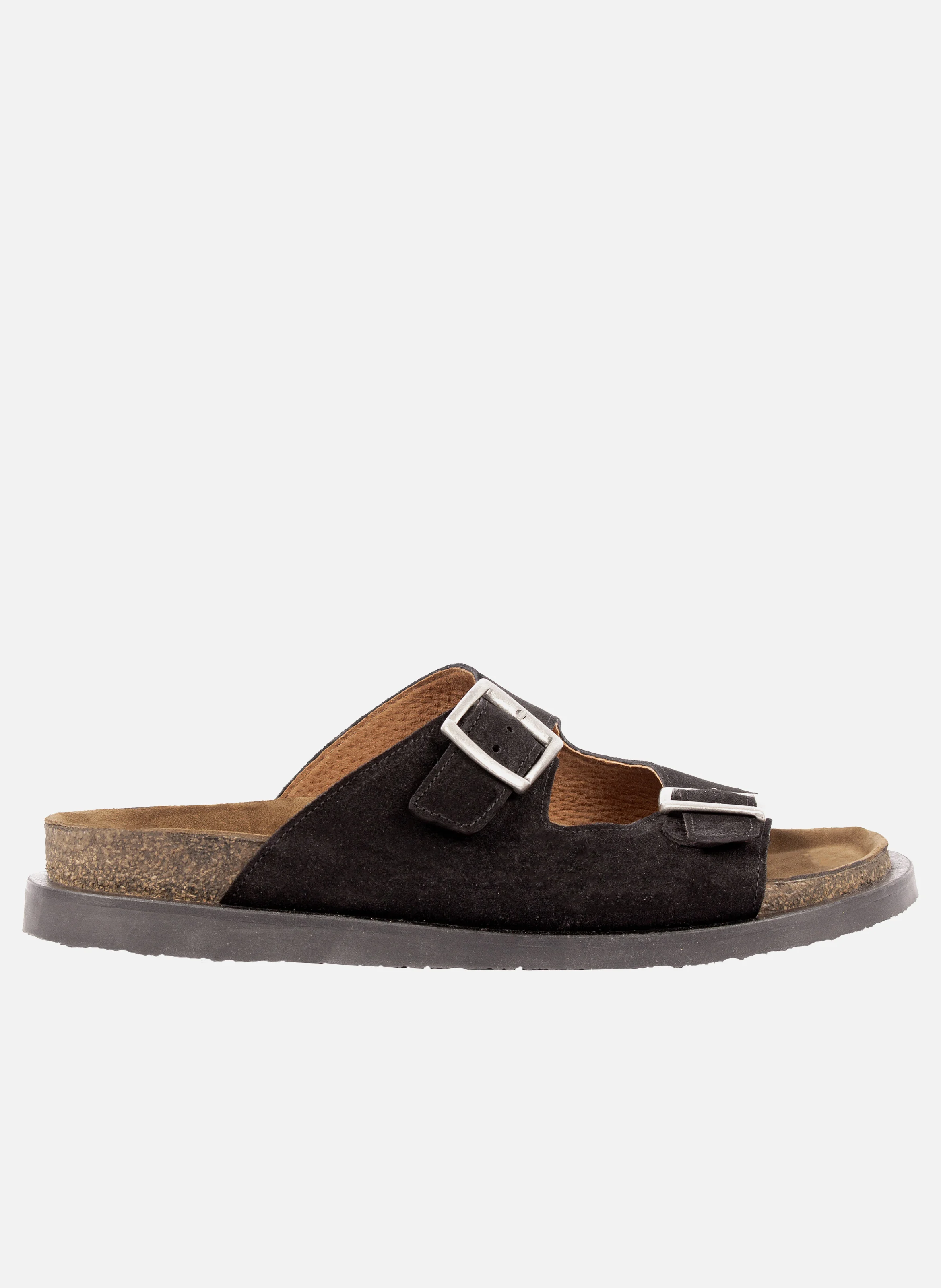 Mules liège cuir daim | Noir