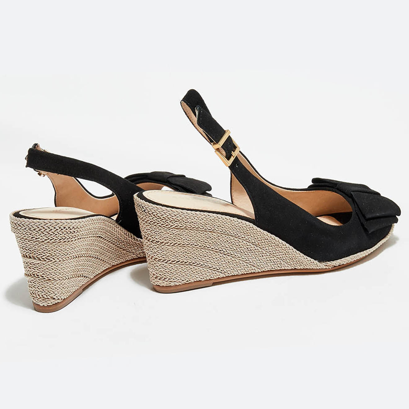 Cosmoparis Slingbacks compensés en Velours de Cuir Lizia noirs - Talon 7 cm