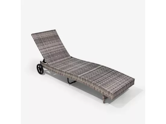 Chaise longue de jardin inclinable en rotin avec roues Cala Rossa