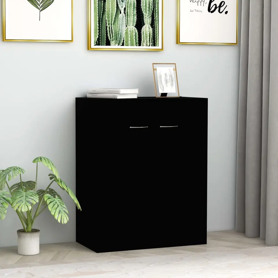 vidaXL - Dressoir - Zwart - Bewerkt hout