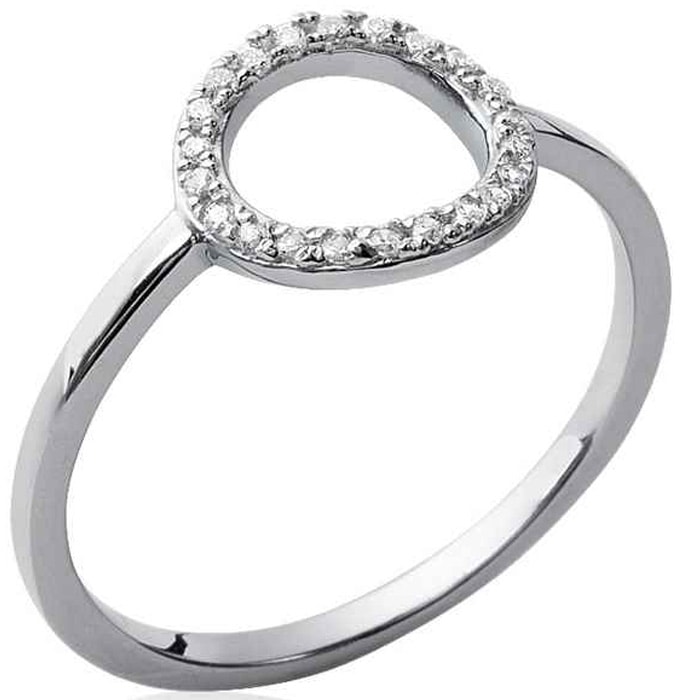 Bague - Argent 925/1000 rhodié & oxyde de zirconium