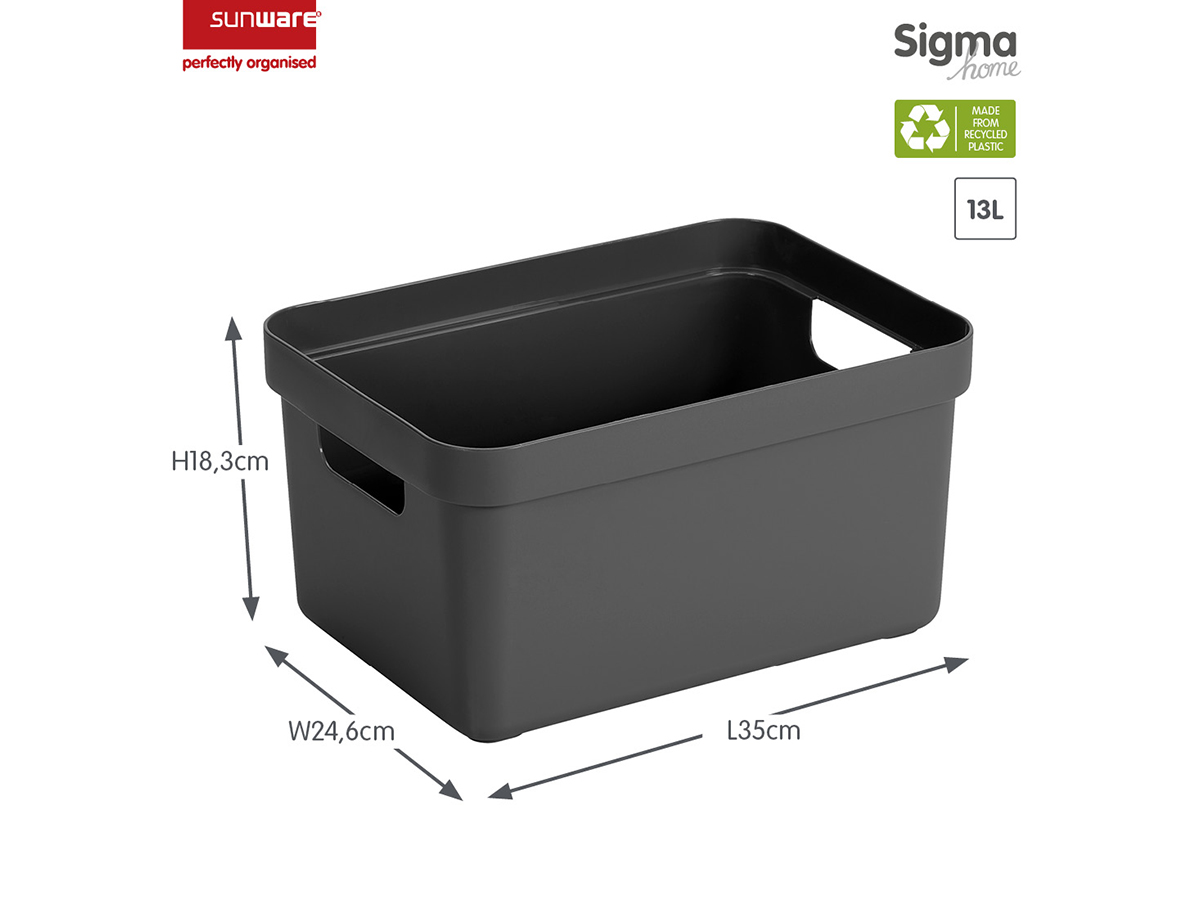 Sunware Sigma home 13 liter set van 6 opbergboxen - Anthracite