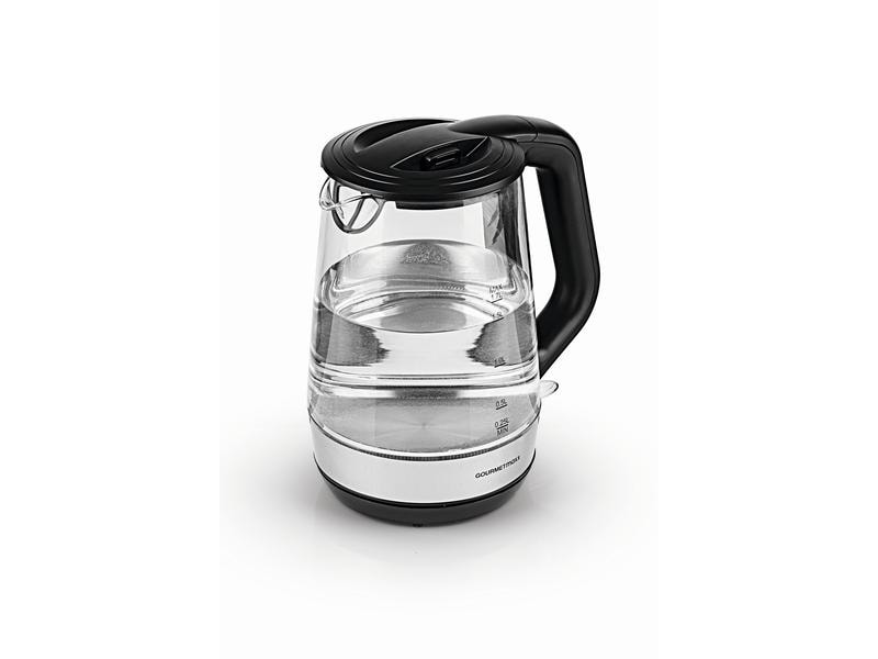 GOURMETmaxx Wasserkocher 1.7 l, Schwarz/Transparent Glas-Wasserkocher
