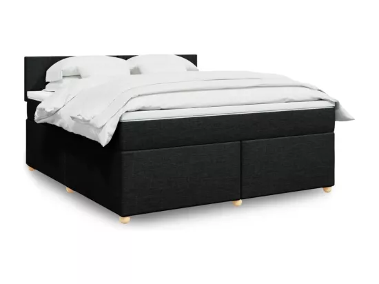 Sommier à lattes de lit avec matelas Noir 180x200 cm Tissu