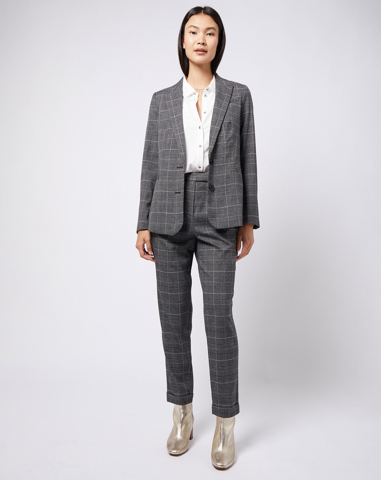 Esprit Veste blazer prince de galles lurex grise