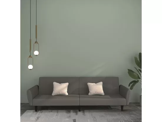 Canapé-lit à 2 places gris foncé velours