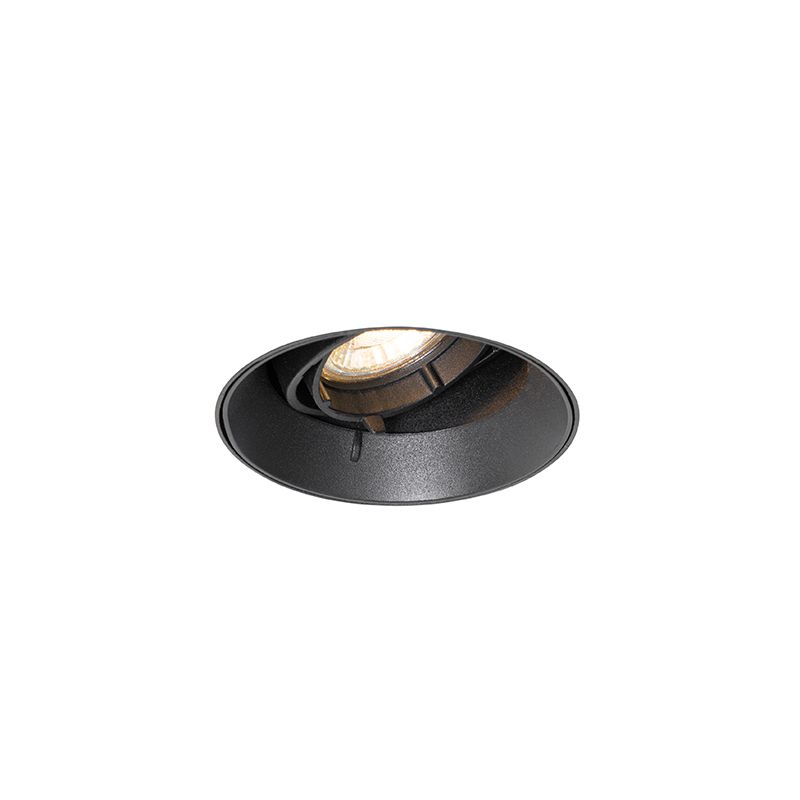 Set van 6 Moderne inbouwspot zwart GU10 rond trimless - Oneon