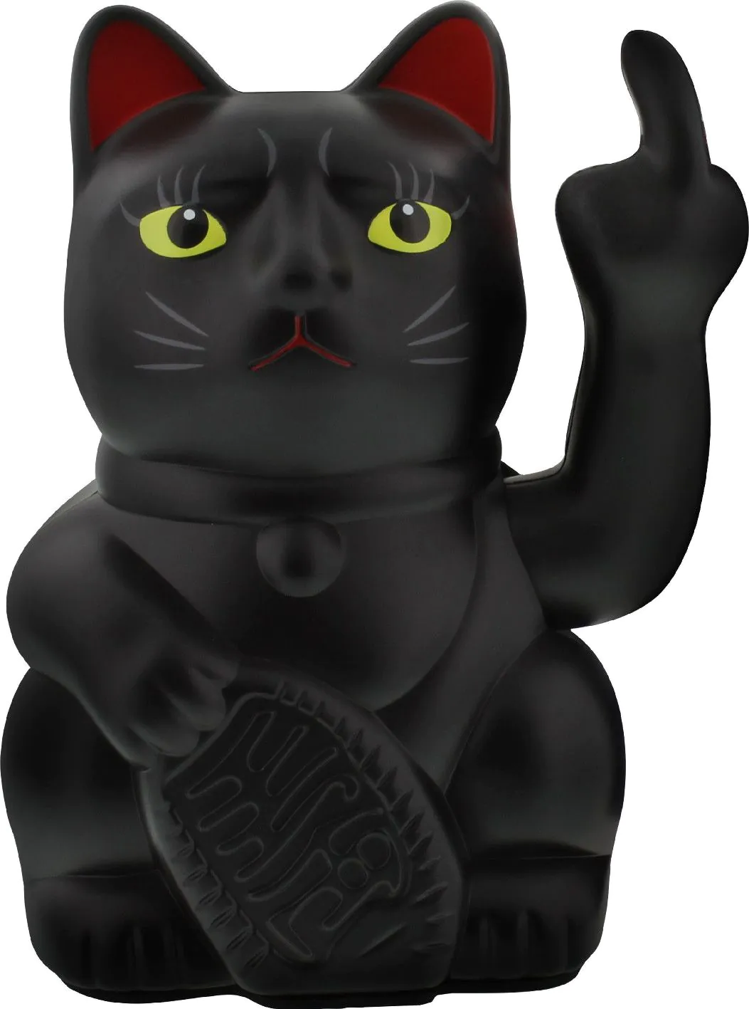 Winkekatze Stinkefinger, schwarz, 15 cm