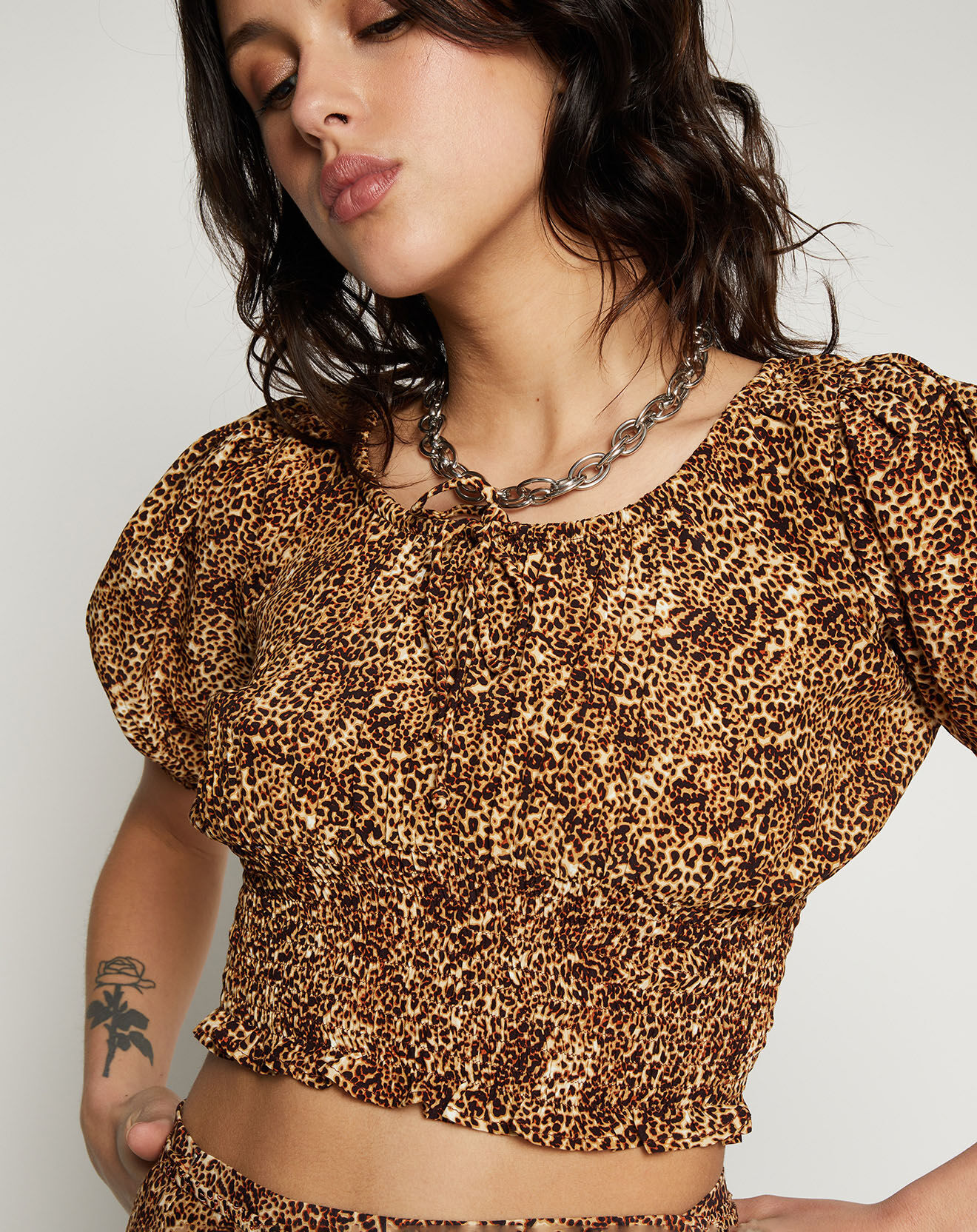 Faithfull the Brand Top Anne Laure imprimé animal marron