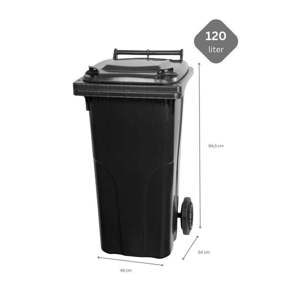 PROREGAL afvalbak Mgb 120 liter HDPE kunststof grijs/zwart
