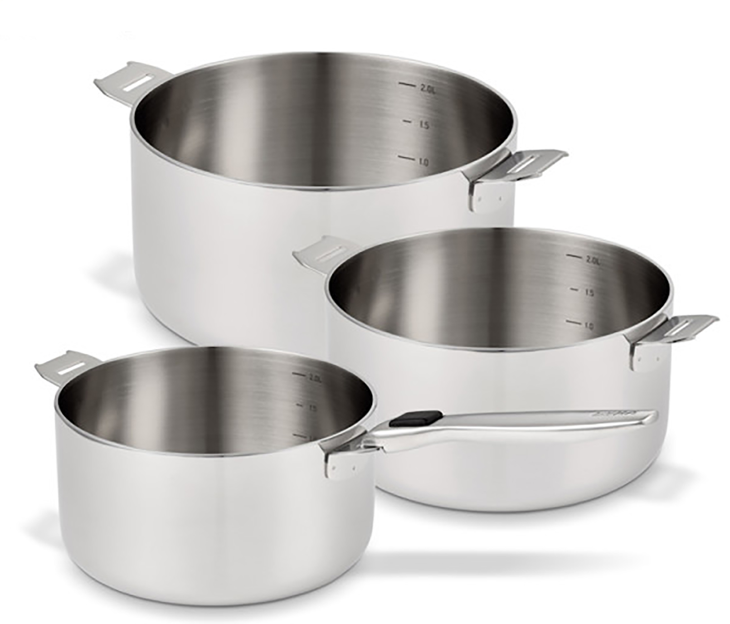 Lot 3 casseroles inox R evolution Beka avec poignée amovible