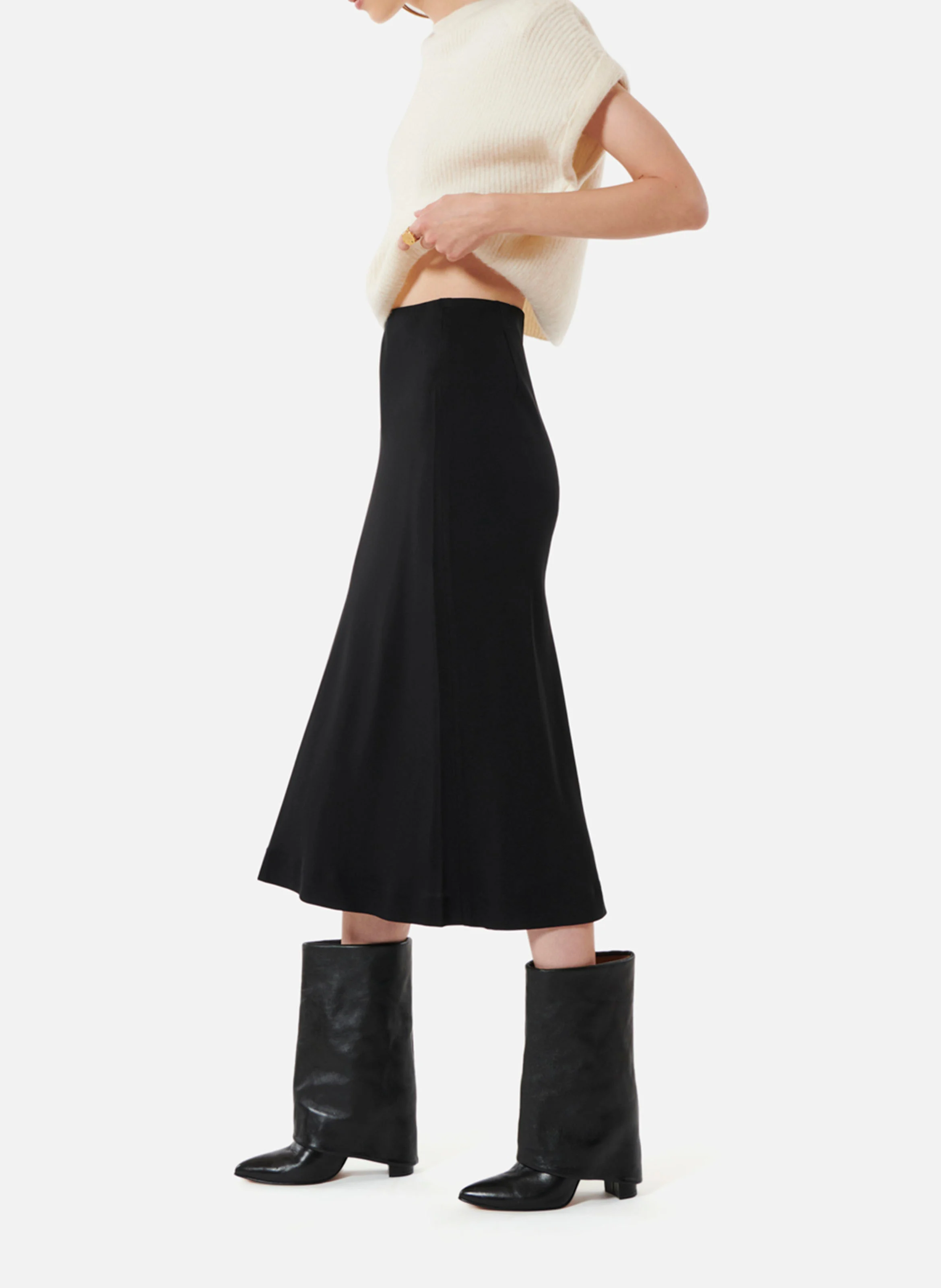 MOORE - Jupe longue taille haute | Noir