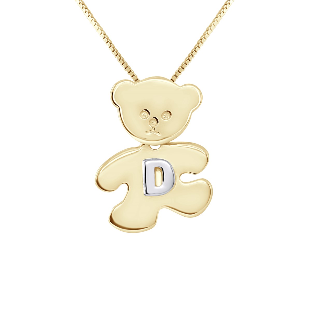 Pendentif OURSON plaqué Or Jaune - Lettre D Argent