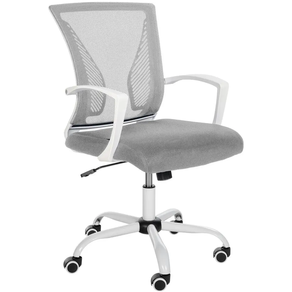 CLP Bureaustoel Tracy wit Frame - Microfiber - licht grijs