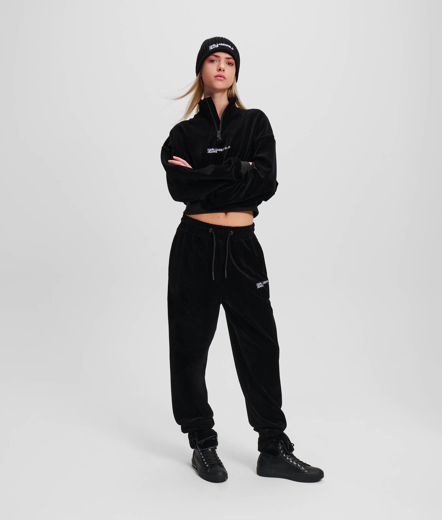 SWEAT-SHIRT À DEMI-ZIP EN VELOURS CÔTELÉ KLJ