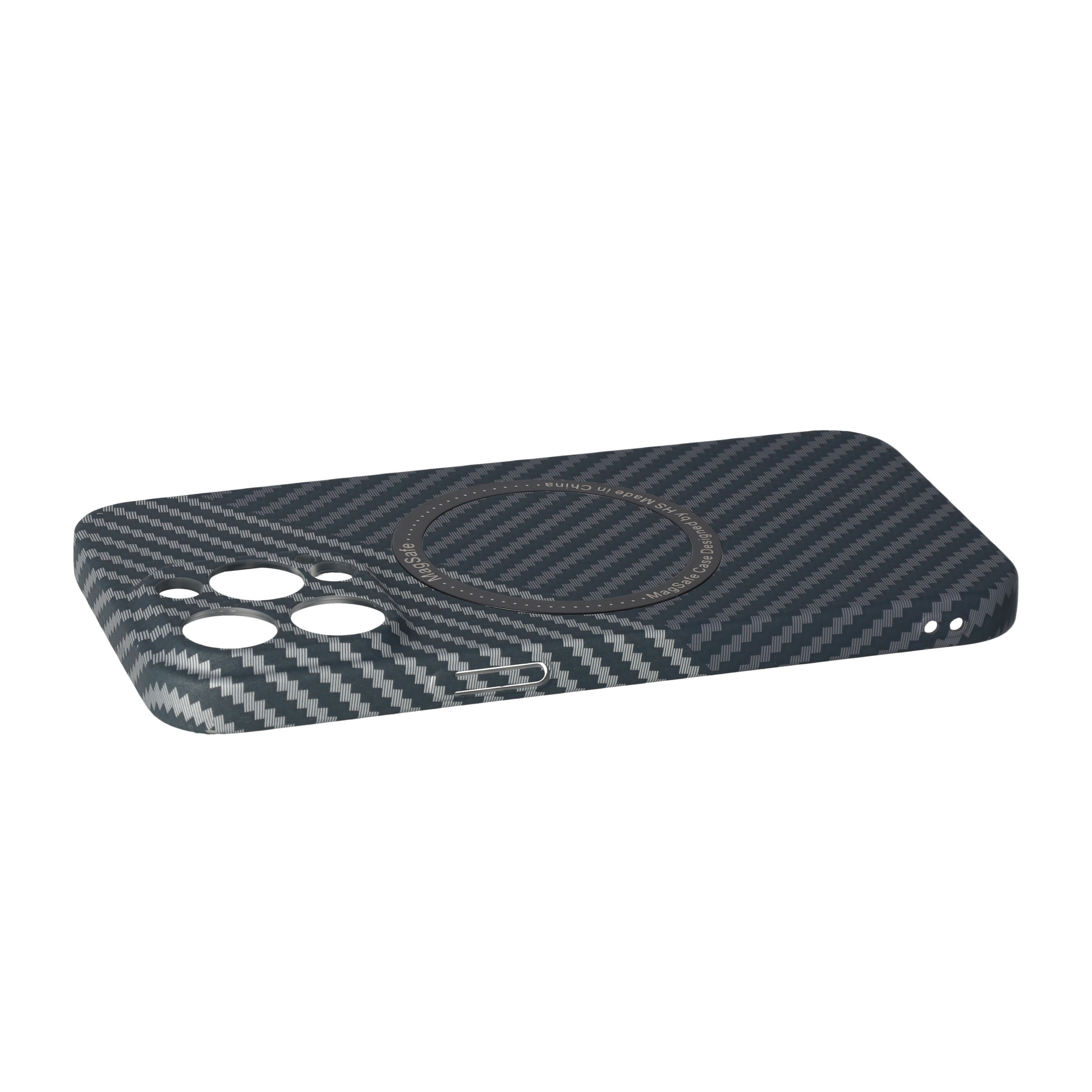 iPhone 13 Pro MagSafe Hardcase Hülle im Carbon Look - Schwarz / Silber