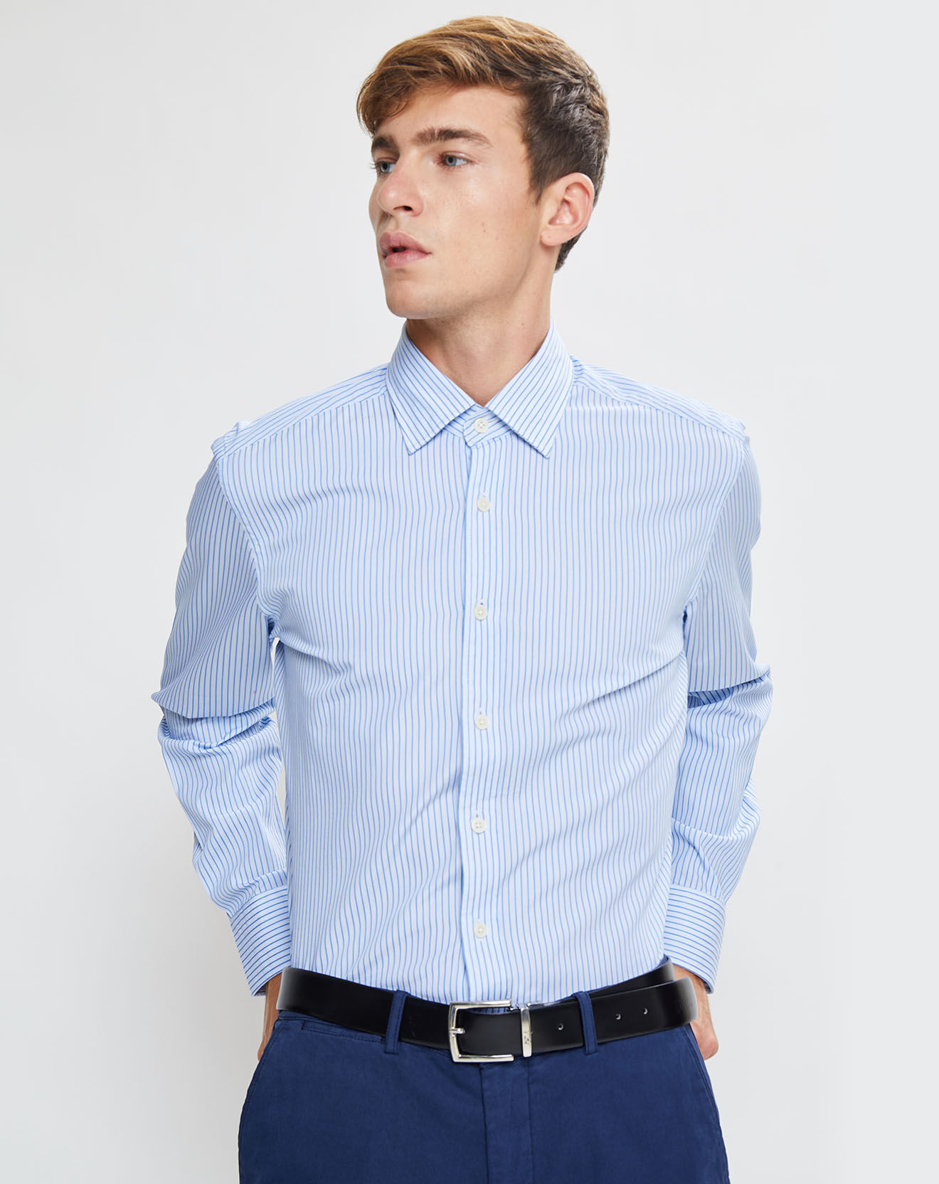 Hackett London Chemise Slim Fit à rayures  bleue