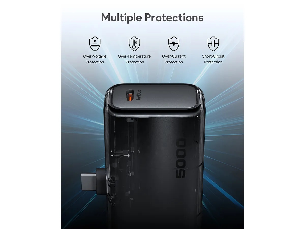 (20W) Spark Pocket 5000mAh Powerbank USB C Ladegerät mit USB C Anschluss   Kickstand PD (PB-Y59) - Grau