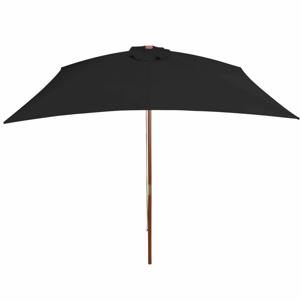 Parasol d'extérieur avec mât 200 x 300 cm bois noir