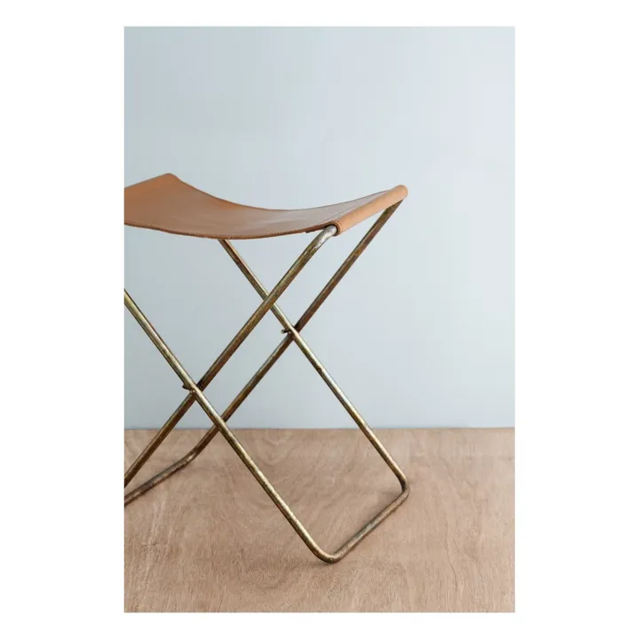 Broste Copenhagen Tabouret pliant en cuir Nola