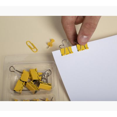 Exacompta Iderama - Kit de 58 attaches (pince-notes, trombones et punaises) - jaune