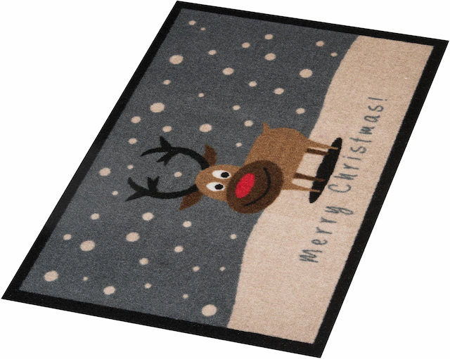 HANSE Home Fussmatte »Christmas Reindeer, Türmatte« rechteckig 7 mm Höhe In- & Outdoor, Rutschfest, Weihnachten, Waschbar, Wetterfest, Flur
