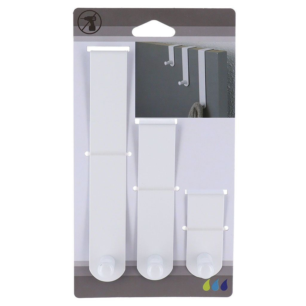 Lot de 3 patères métal blanche