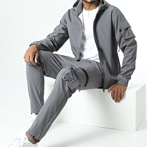 Ensemble Veste Zippée Et Pantalon Cargo Gris
