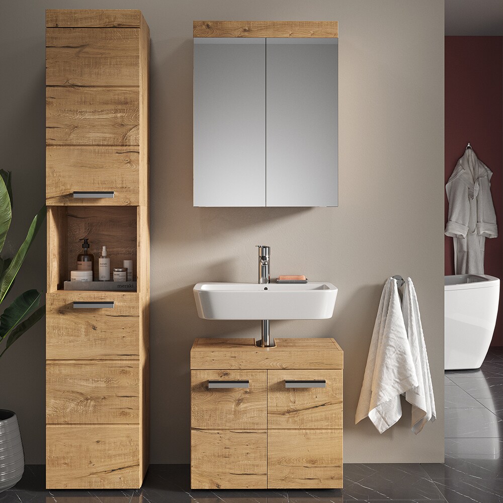 Vicco Hochschrank Badschrank Badezimmerschrank Luna 2 Türen Ablage 5 Fächer
