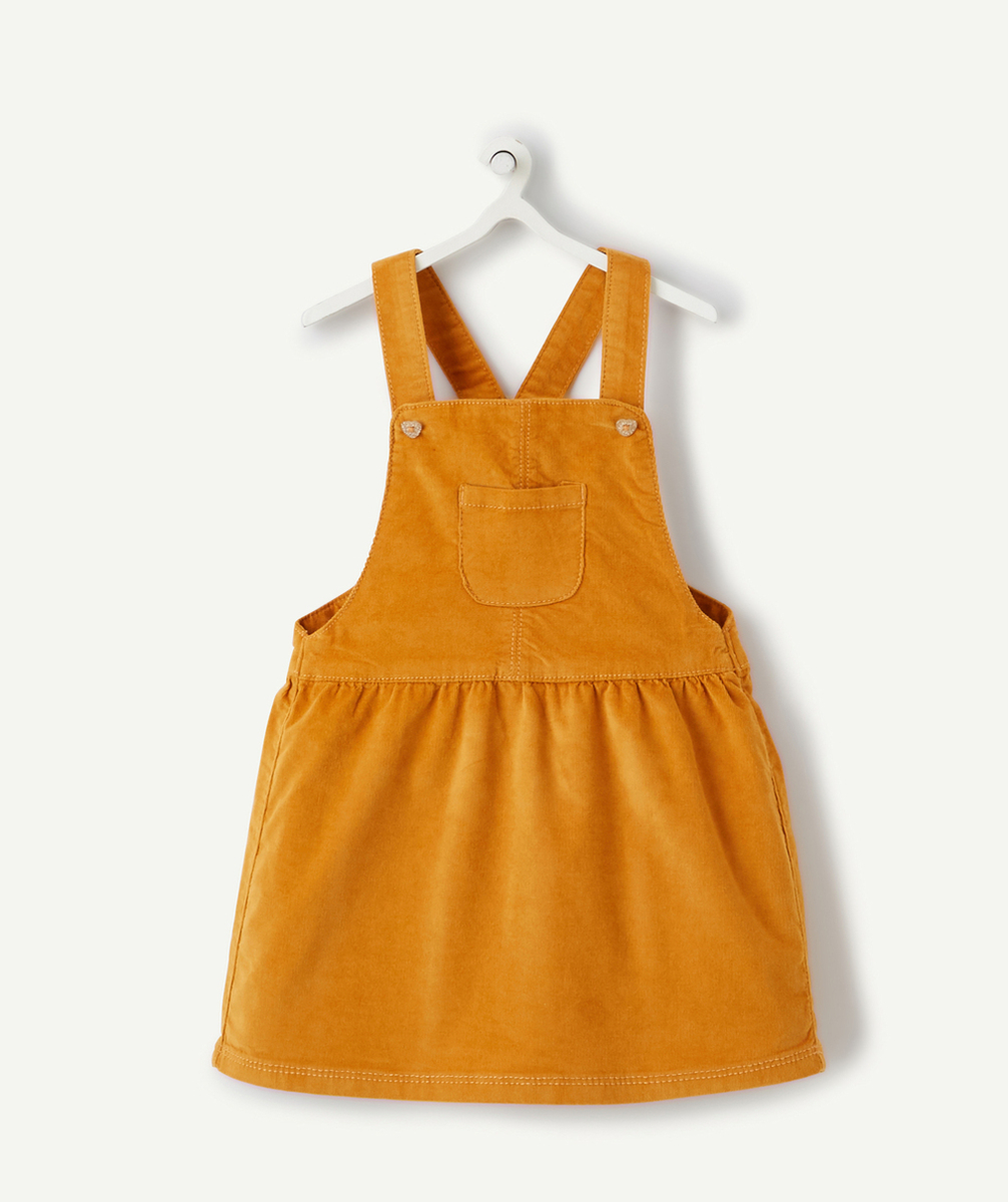 ROBE BÉBÉ FILLE MOUTARDE TYPE SALOPETTE EN VELOURS CÔTELÉ