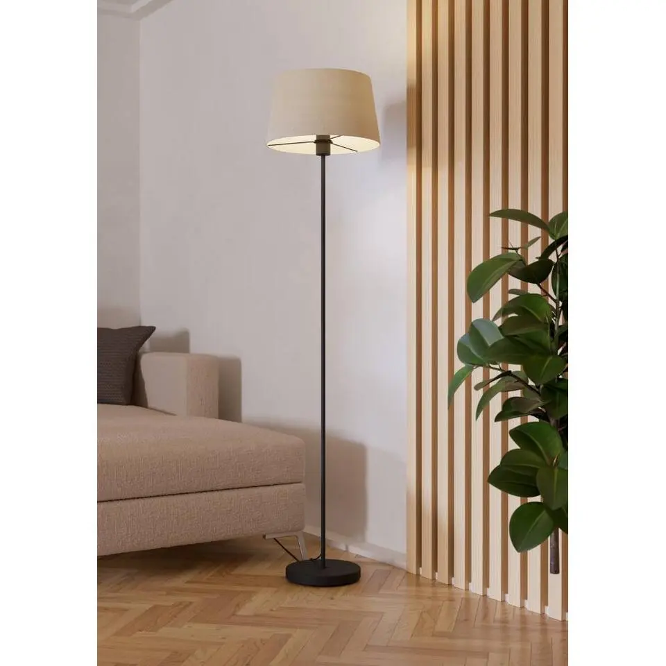 EGLO Febres Staande lamp - E27 - teddy stof - Zwart/Wit