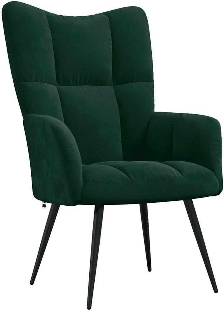 vidaXL Relaxsessel Fernsehsessel Polsterstuhl Polstersessel Relaxstuhl Sessel Stuhl Ohrensessel Loungesessel Armsessel Wohnzimmer Dunkelgrün Samt