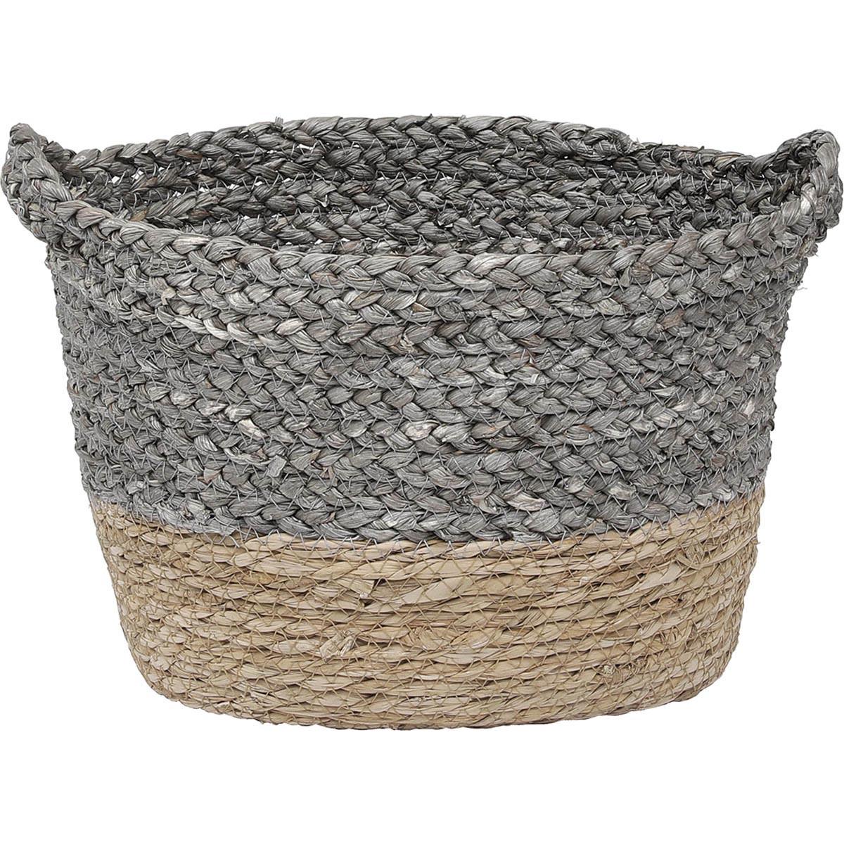 CORBEILLE OVALE MATIERE VEGETALE D.32X25X20CM NATUREL GRIS
