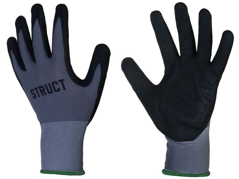 STRUCT Arbeitshandschuh Nylon, S, Grau/Schwarz, 1 Stück Handschuhe mit Nitril-Beschichtung