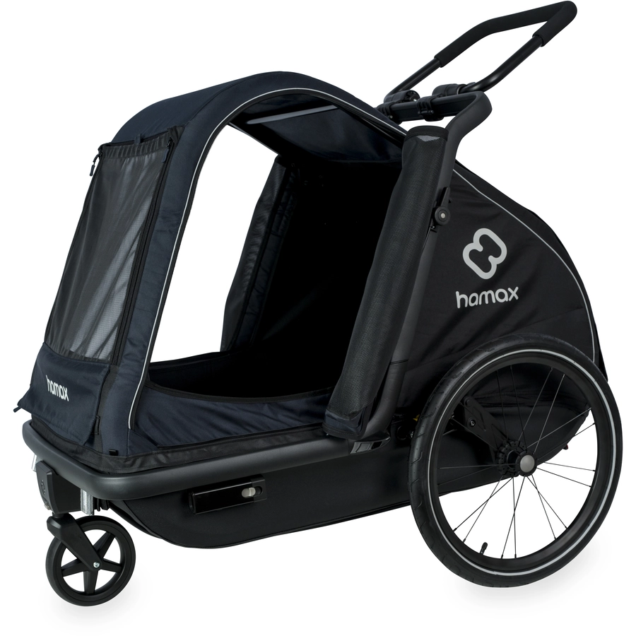 hamax Hundeanhänger mit Bett und Regenverdeck Pluto L navy  blueblack