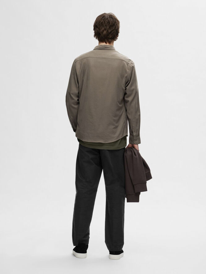 Selected Homme SLHSLIMOWEN-FLANNEL SHIRT LS NOOS Morel/solid