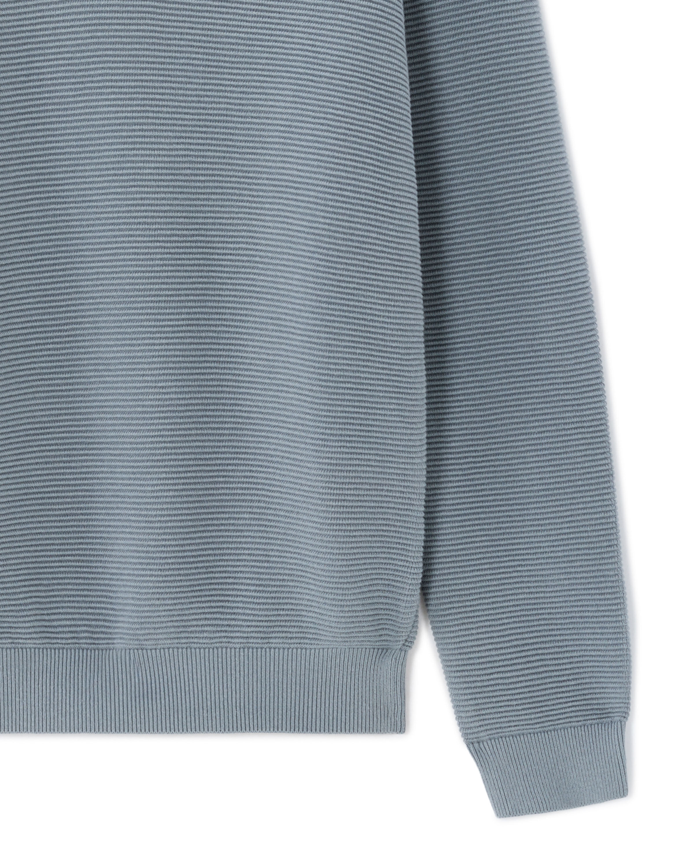 Pull regular 100% coton point fantaisie - gris bleu