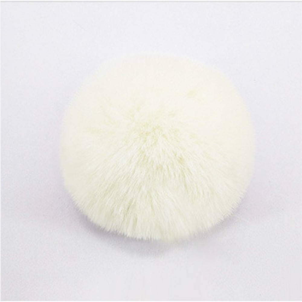 Pompom Schlüsselanhänger Handtaschen Accessoire mit Spaltring   Trigger Verschluss - Grau / Gold