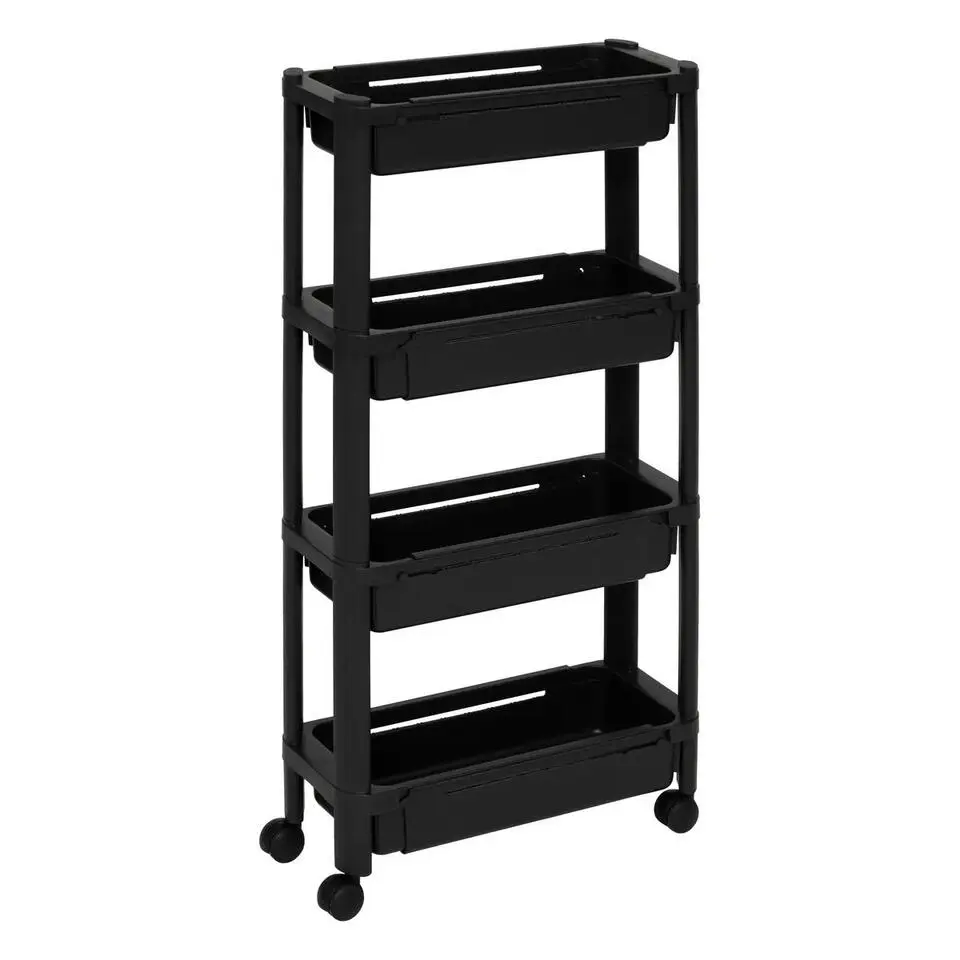 5Five Keuken/badkamer trolley 4 laags - 37 x 15 x 79 cm - zwart