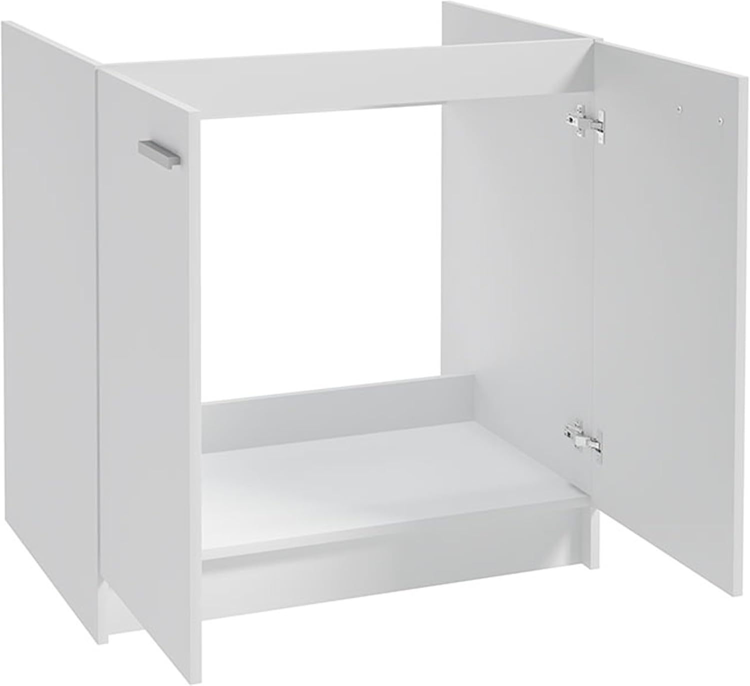 Möbel Spüle mit Unterschrank 80 cm Weiß Küchenspüle 2-Kammer & Edelstahl-Spülbecken kompakter Spülenunterschrank für Küche, Standschrank 49 cm Tiefe Siphon Montagefertig