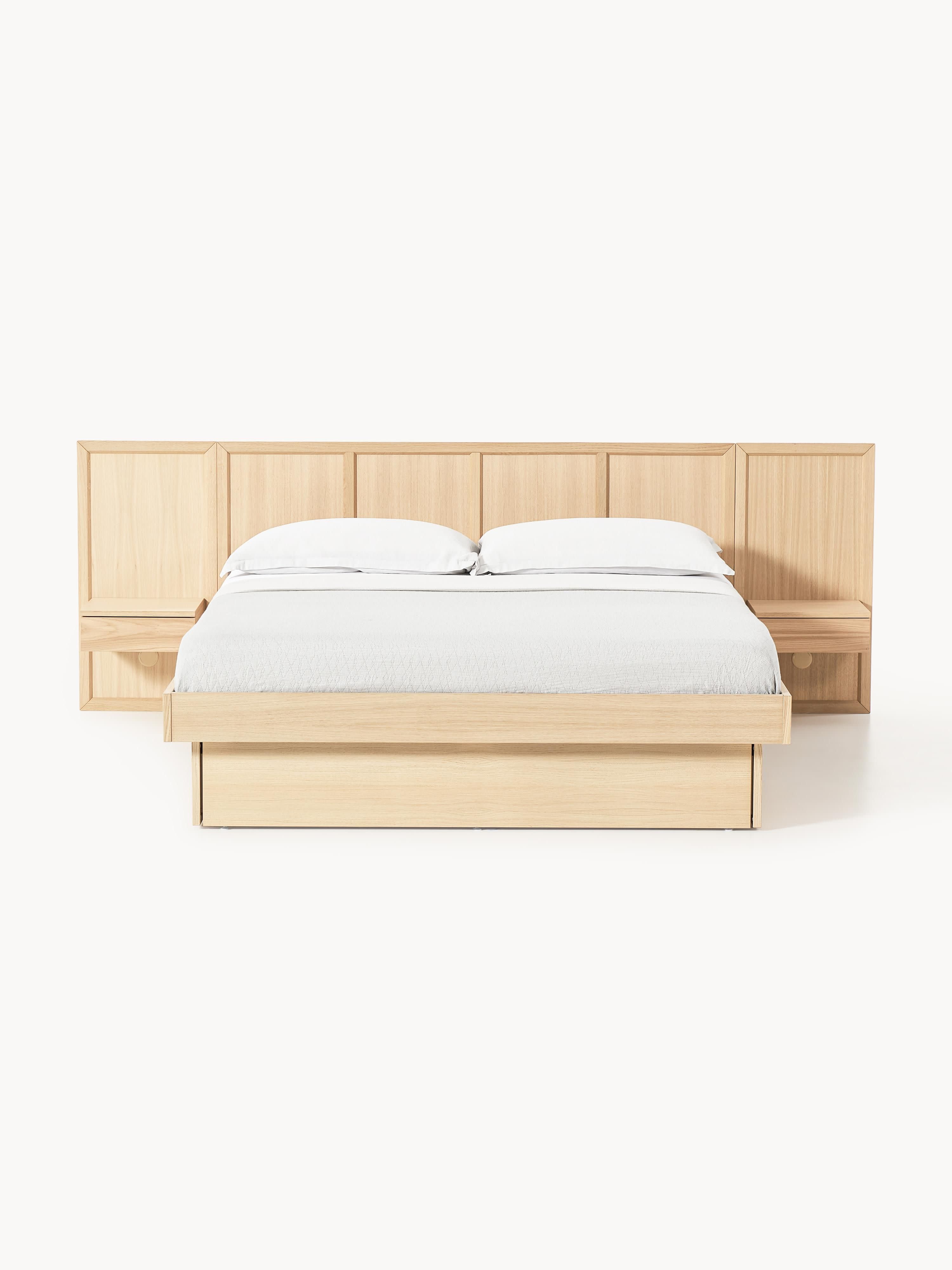 Houten bed Nanto met lades en hoofdeinde