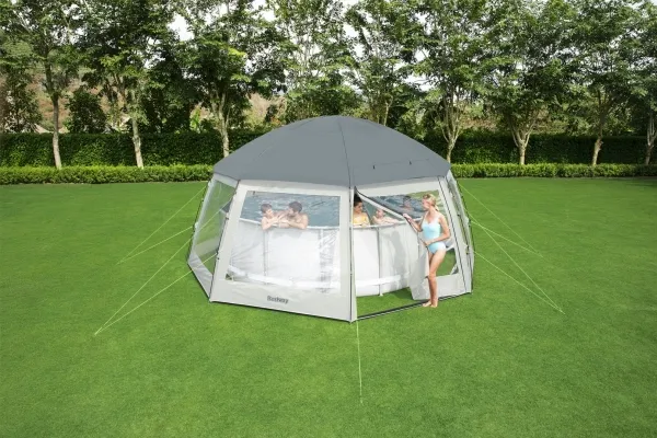 Bestway 58612, Kuppel til swimmingpool, Pool over jorden, Rund, Grå, Transparent, Hvid, PVC, Polyester, 2 dør(e)