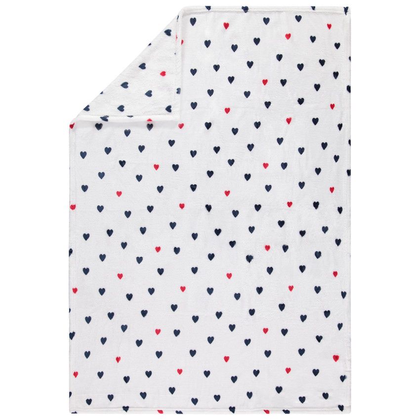 Couverture en sherpa à coeurs all-over - Ecru