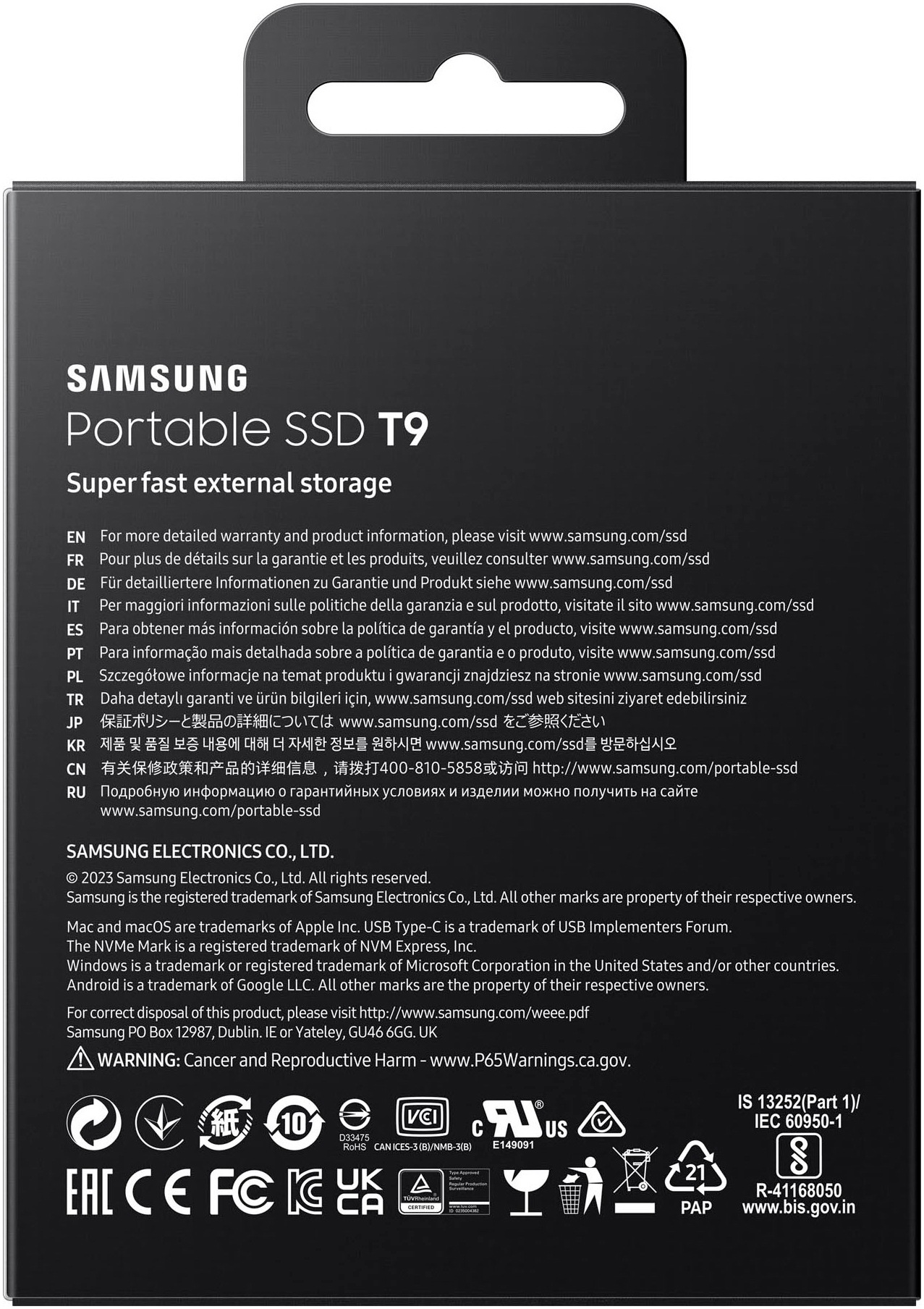 Samsung externe SSD »Portable SSD T9 1TB« 1 TB Anschluss USB Typ-C,3.2 Gen 2 (3.1 Gen 2)
